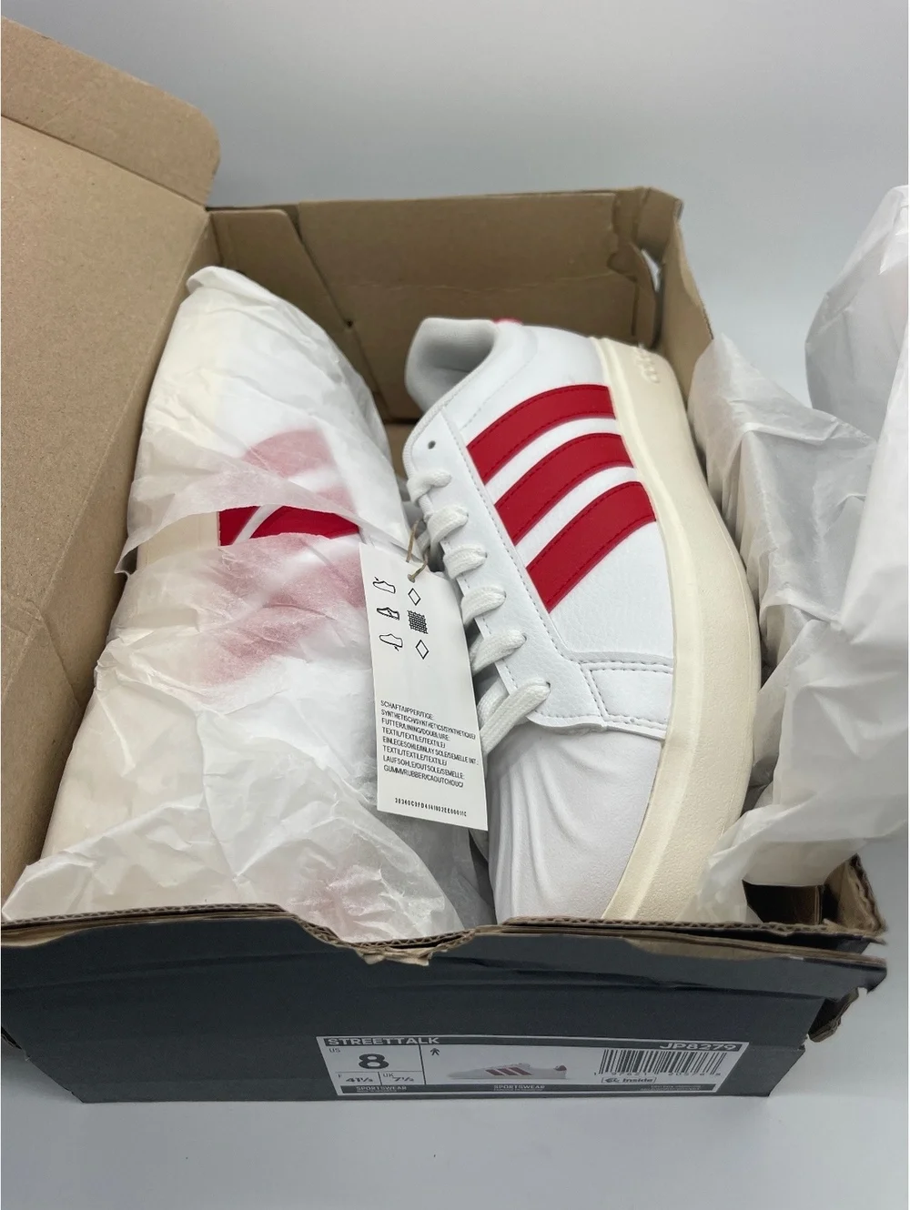 Adidas Men's White and Red Classic Sneakers Size 8